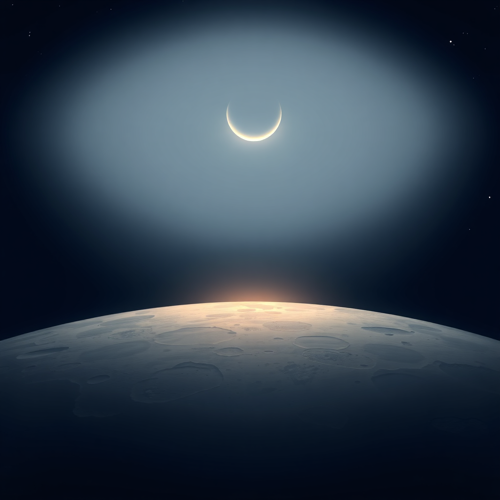 Lunar horizon with Earth in the sky